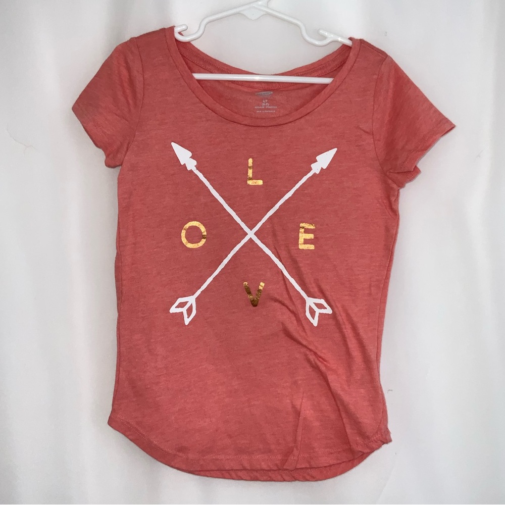 Girl’s Old Navy Orange LOVE Tee Size S (6-7)